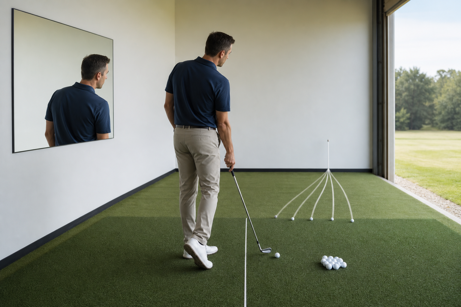 An educational illustration comparing visible address checkpoints with observed ball paths to a target.